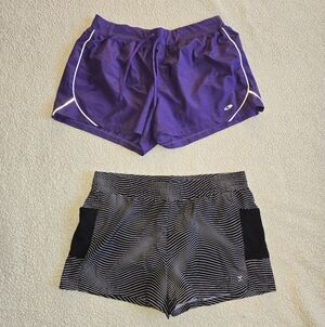 💥Women's Athletic Shorts Purple Shorts and Black Striped Shorts